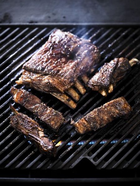 Rhubarb balsamic maple glazed lamb ribs