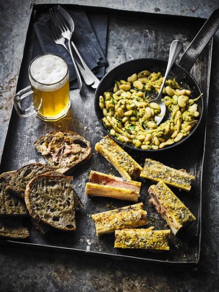 Curried bone marrow and butter beans